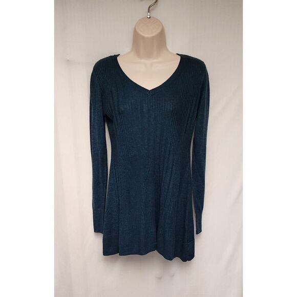 Apt 9 Hunter Green Long Sleeve knit Tunic V-Neck Sweater Size XS - Picture 2 of 6
